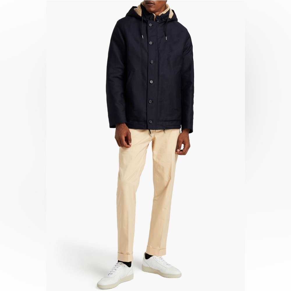 Sandro Men’s Hooded Shearling Lined Jacket Size XXL